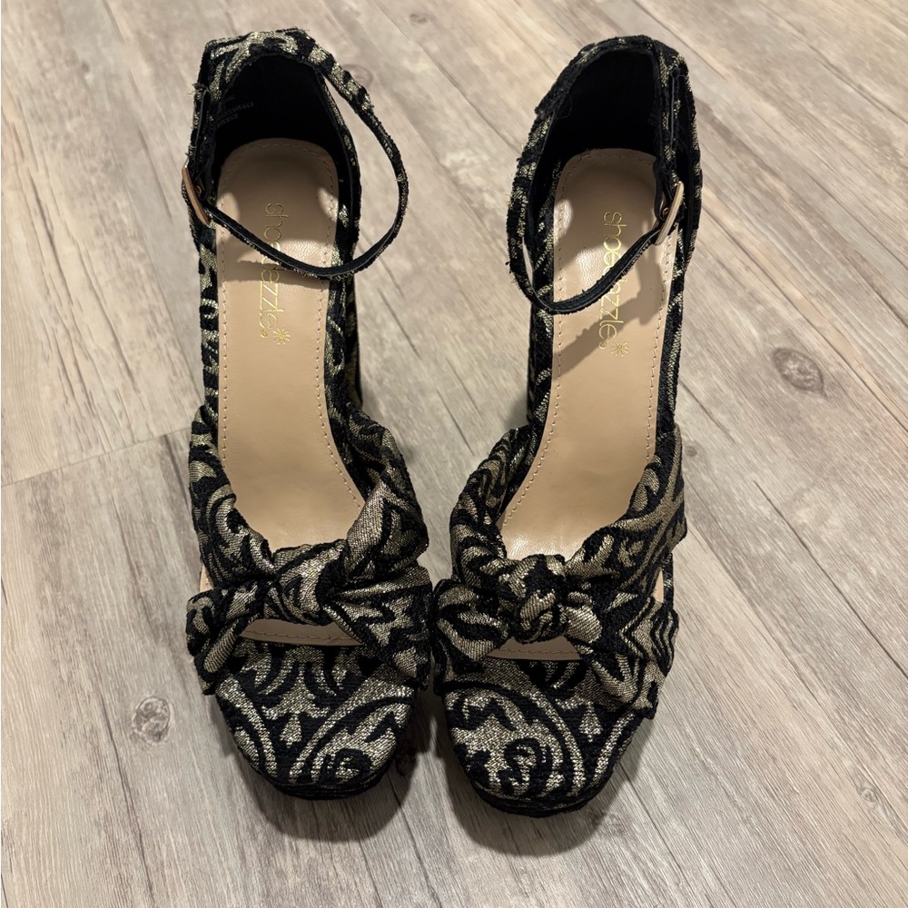 Black and Gold Platform Heels